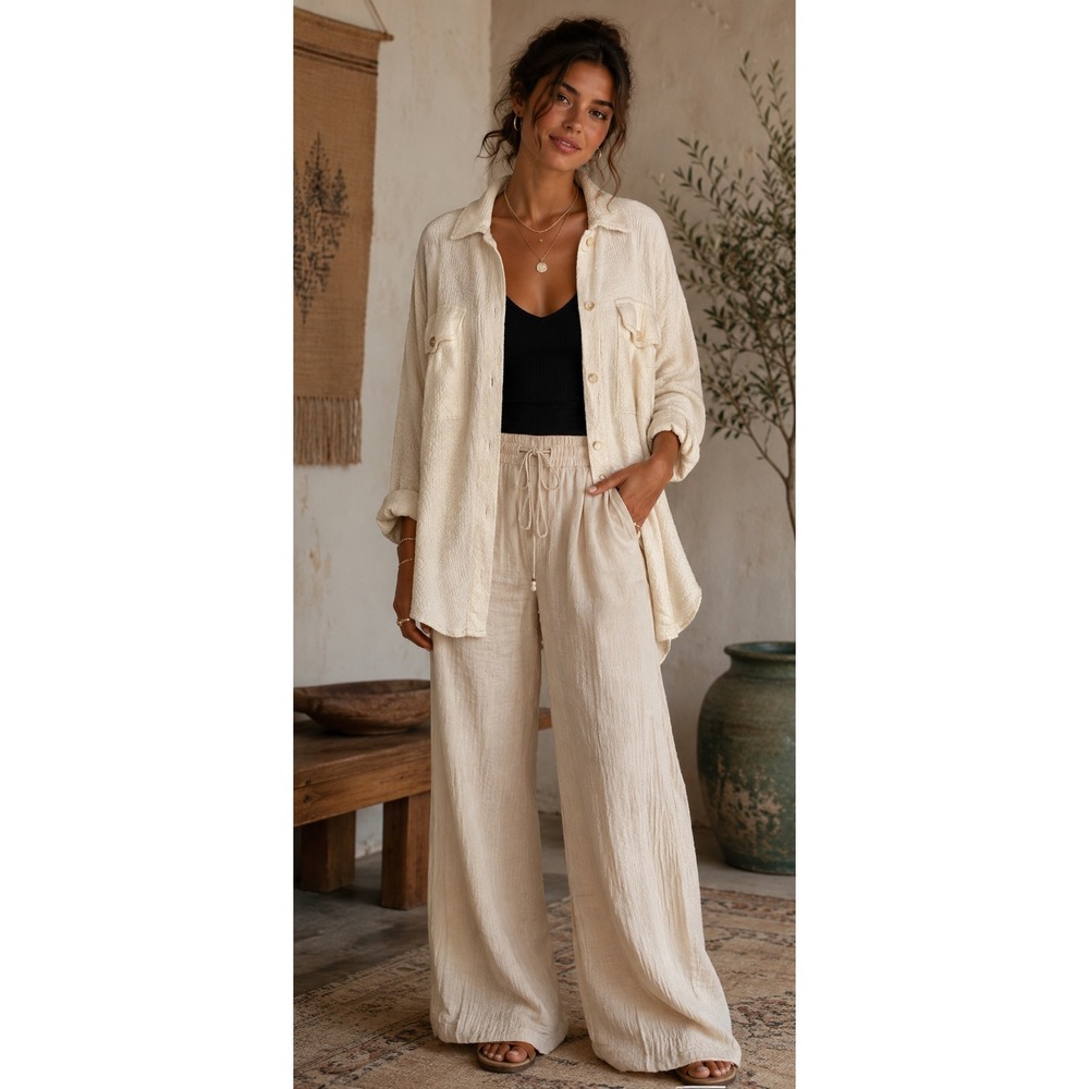 Thread &‎ Supply Harlow Jacket Ribbed Button Front Boho Shacket Super Soft Med